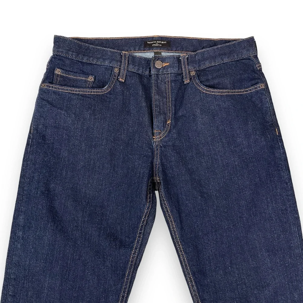 Banana Republic Jeans Men 33x30 (ACTUAL 34x27.5) Dark Blue Straight Fit Denim